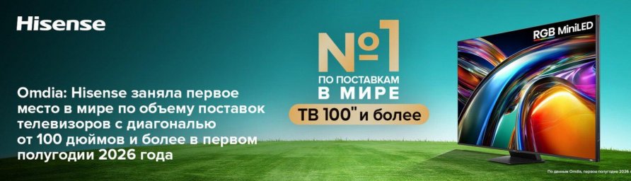 Omdia: Hisense заняла первое место в мире по объему поставок телевизоров с диагональю от